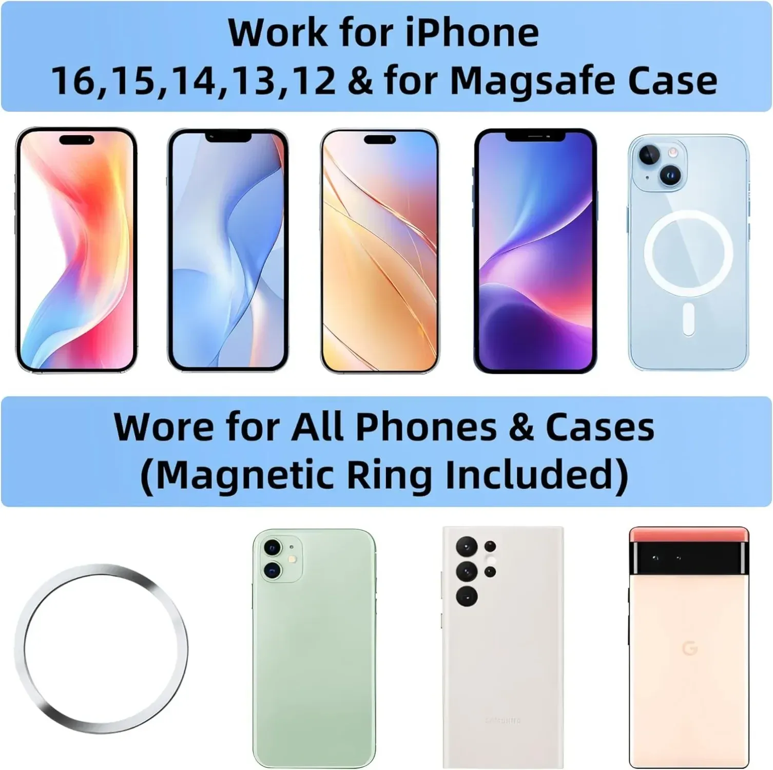 Support de téléphone magnétique à ventouse pour voiture, rotatif à 360°, compatible avec tous les smartphones 4