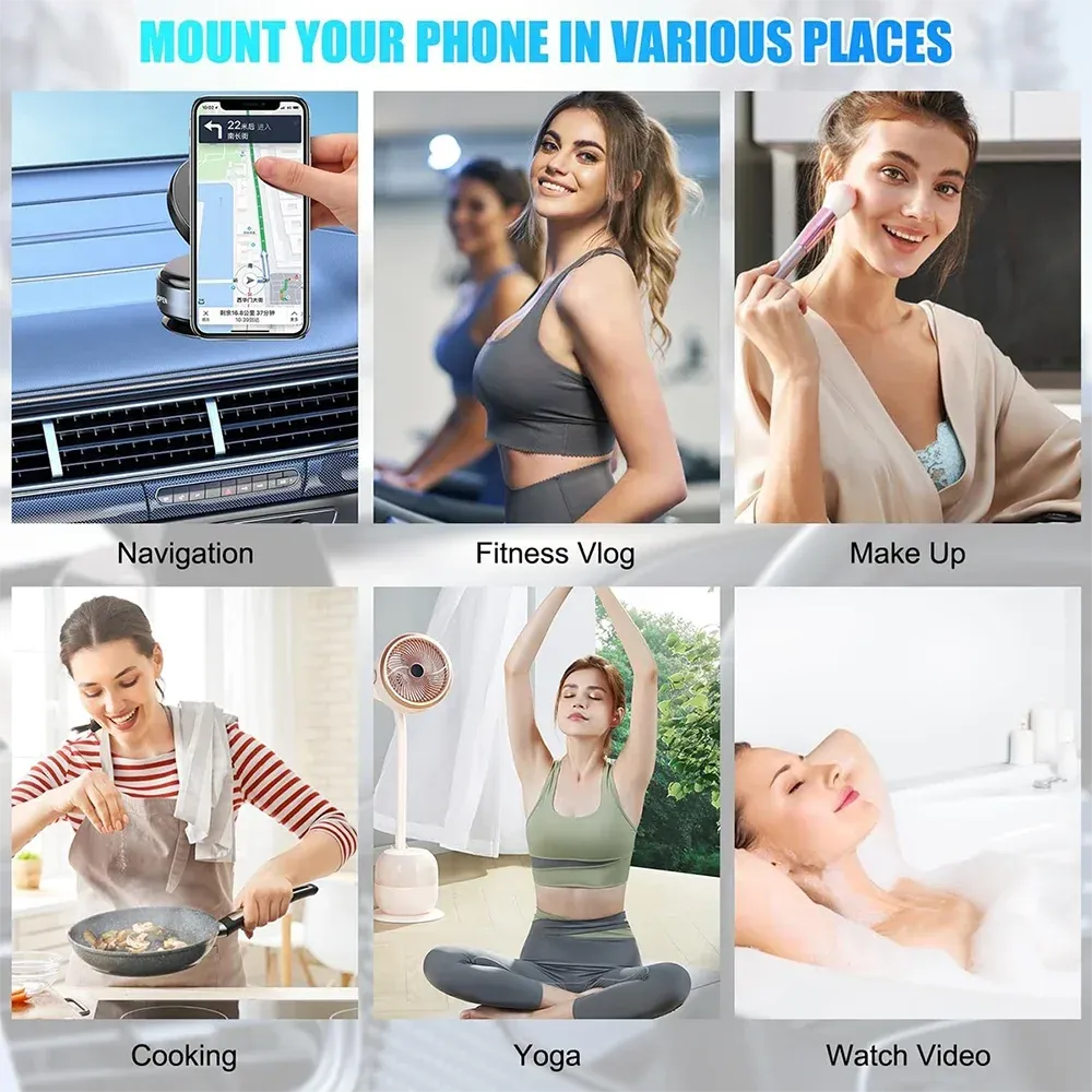 Support de téléphone magnétique à ventouse pour voiture, rotatif à 360°, compatible avec tous les smartphones 6