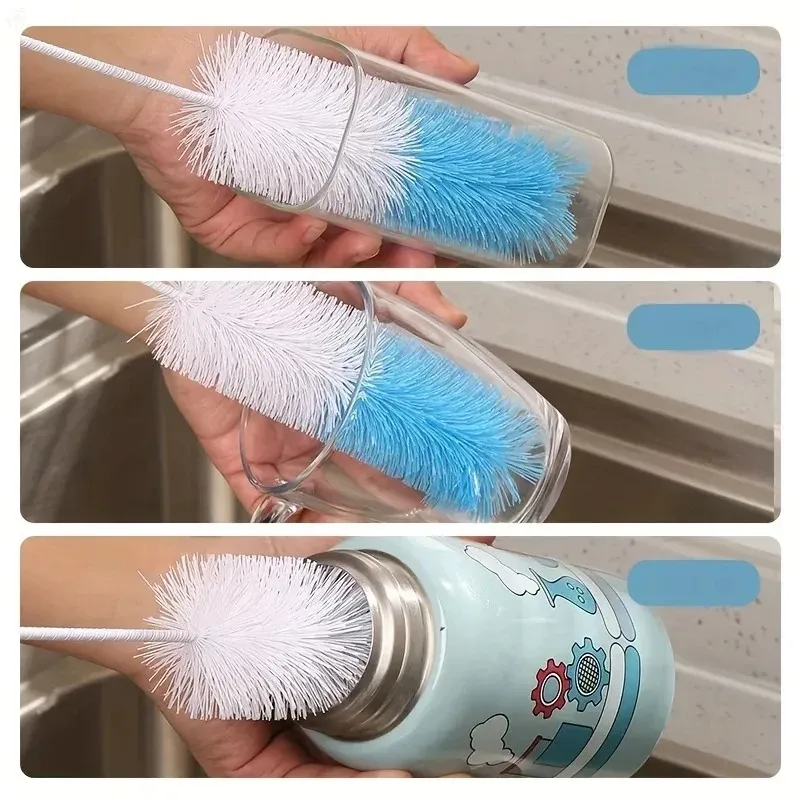 Brosse à long manche pour tasses, brosse de nettoyage pour bouteilles en verre de cuisine, brosse à biberons et tasses à thé, outil de nettoyage sans électricité