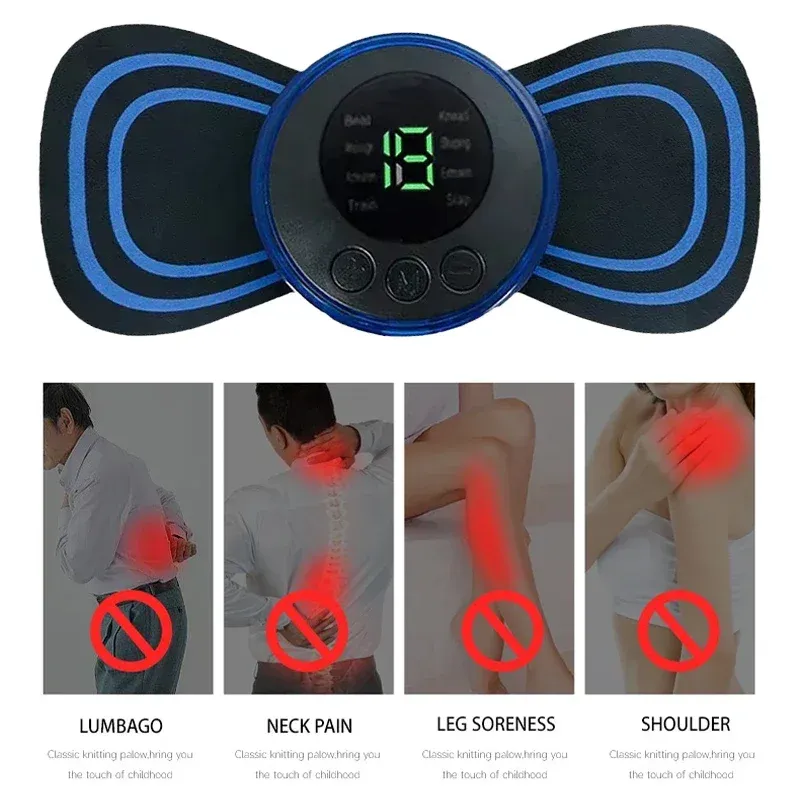 Masseur électrique EMS pour le cou, patch cervical mini pour le dos, stimulateur, coussin de massage, coussin en gel portable, électrodes fines 3