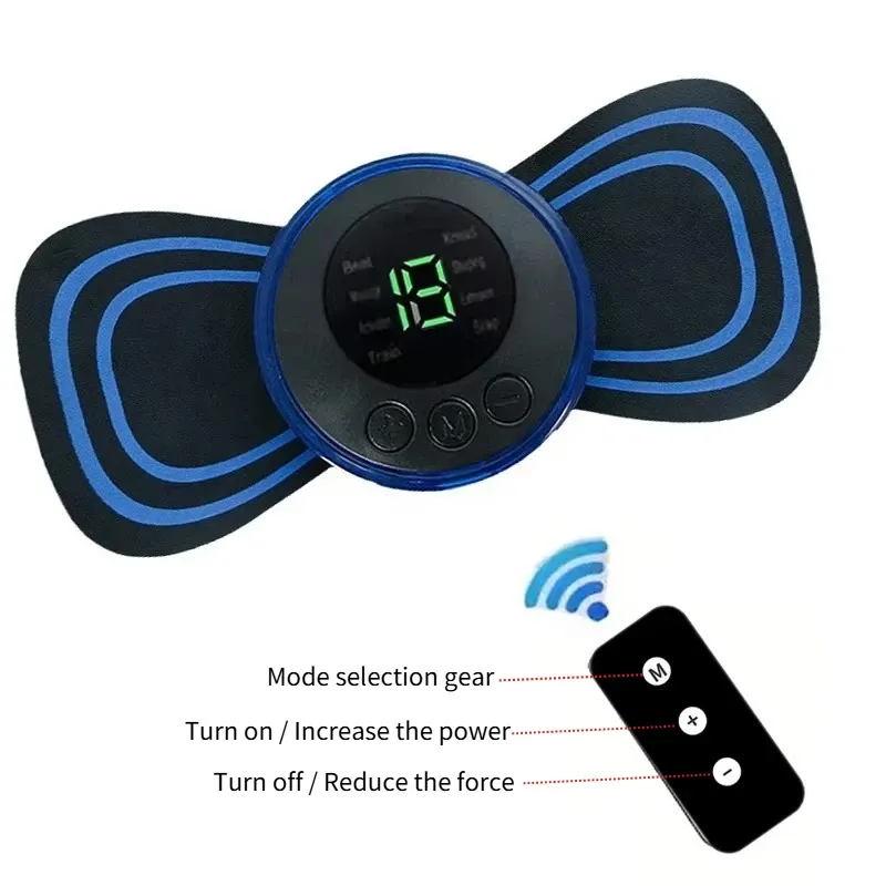 Masseur électrique EMS pour le cou, patch cervical mini pour le dos, stimulateur, coussin de massage, coussin en gel portable, électrodes fines 8