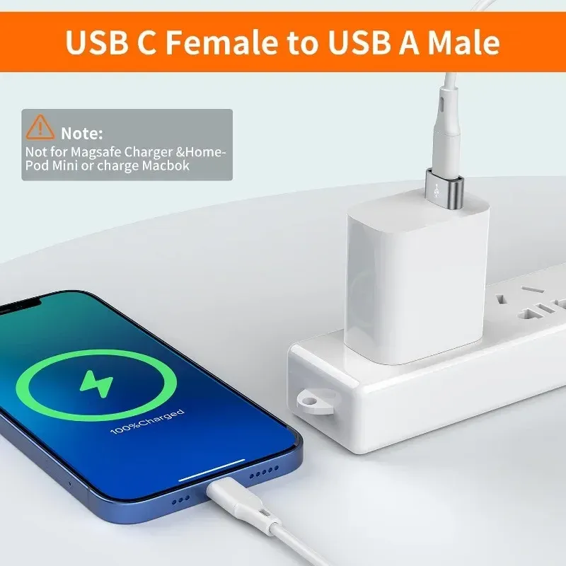 Adaptateur USB-C femelle vers USB-A mâle, convertisseur de câble de charge compatible iPhone, iPad, Samsung Galaxy et Pixel, lot de 4 2