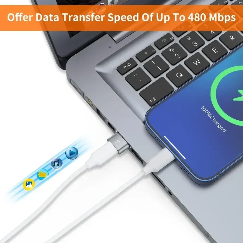 Adaptateur USB-C femelle vers USB-A mâle, convertisseur de câble de charge compatible iPhone, iPad, Samsung Galaxy et Pixel, lot de 4 3