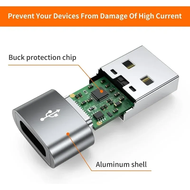 Adaptateur USB-C femelle vers USB-A mâle, convertisseur de câble de charge compatible iPhone, iPad, Samsung Galaxy et Pixel, lot de 4 5