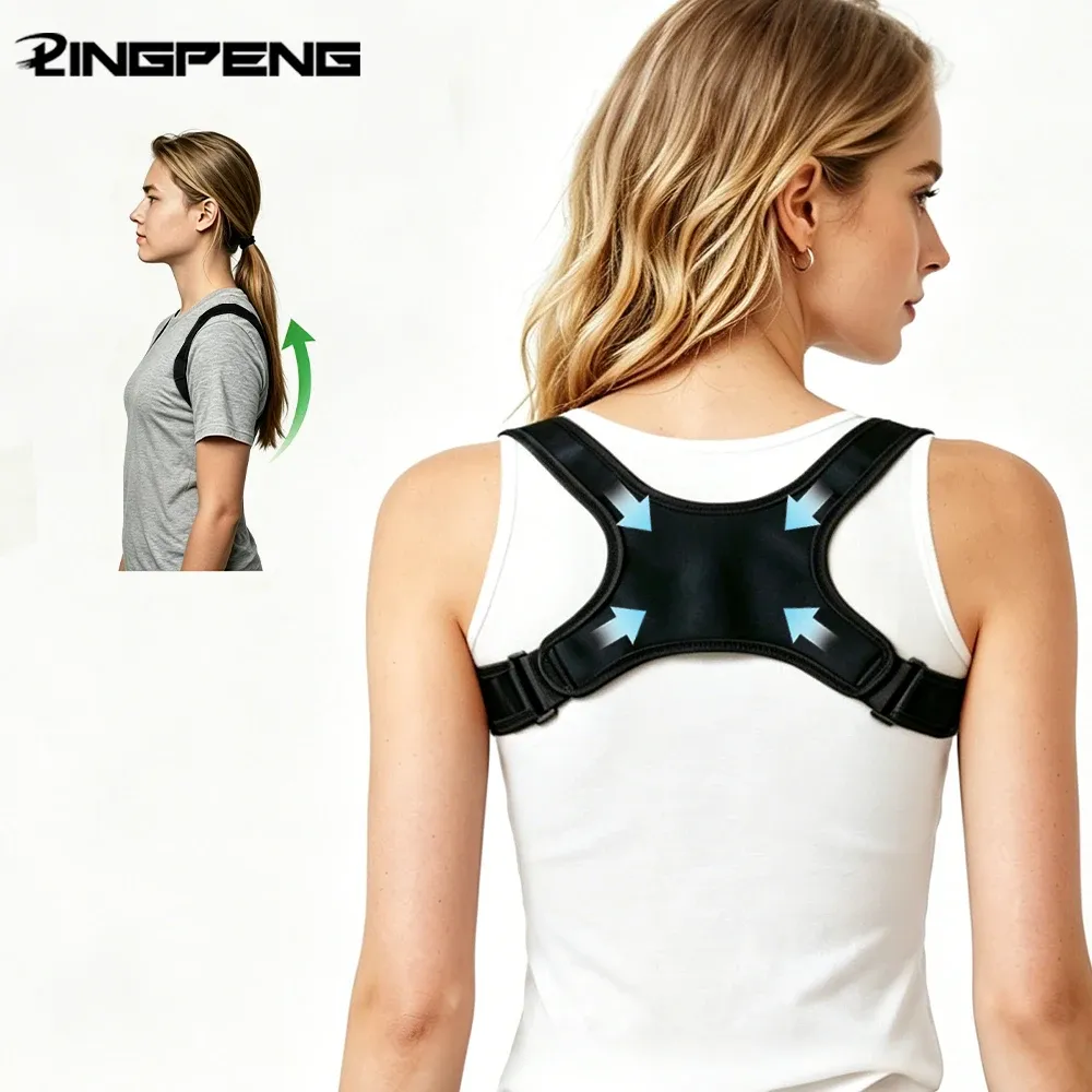 Correcteur de posture réglable, ceinture de soutien dorsal ergonomique respirant et antidérapant pour la position assise