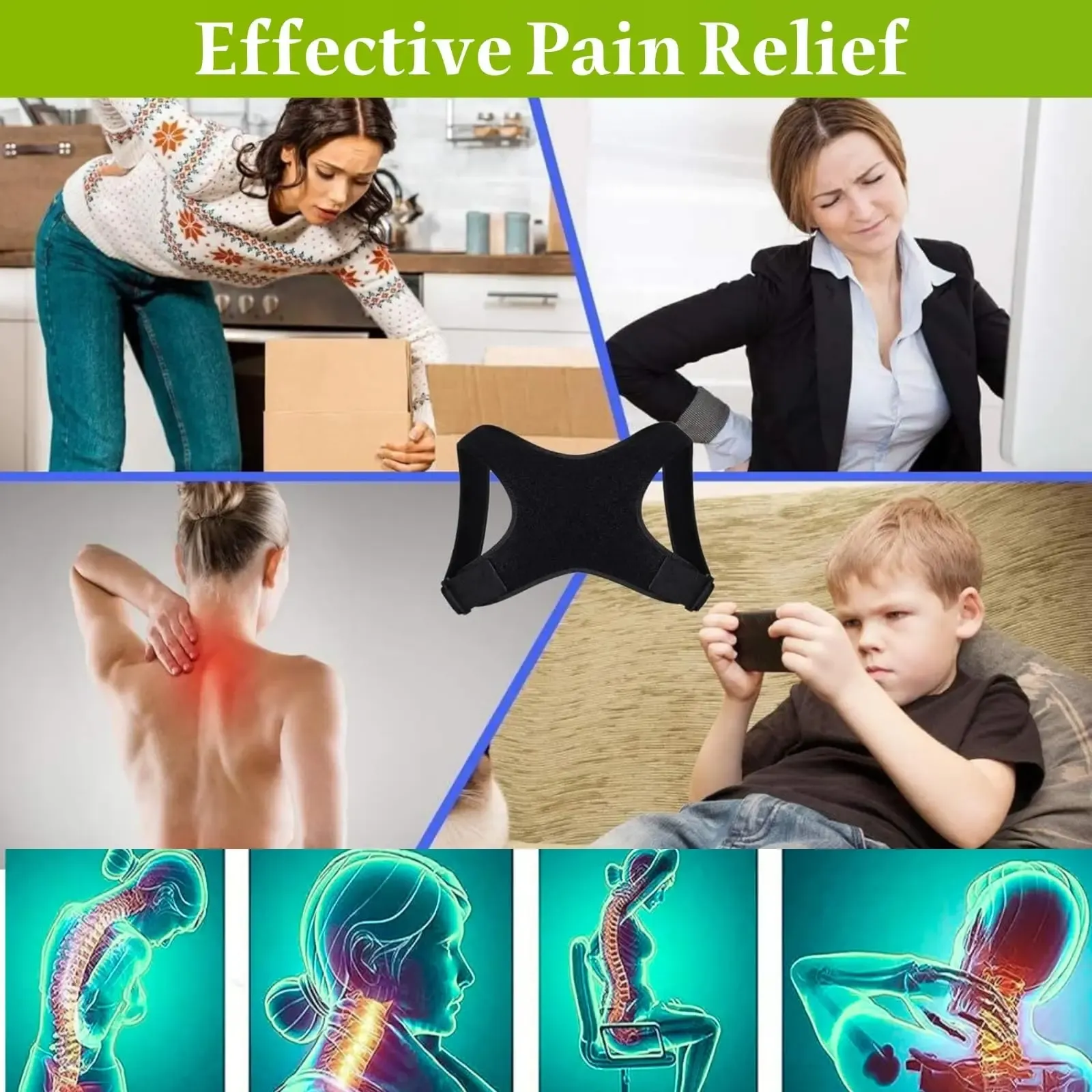Correcteur de posture réglable, ceinture de soutien dorsal ergonomique respirant et antidérapant pour la position assise 6