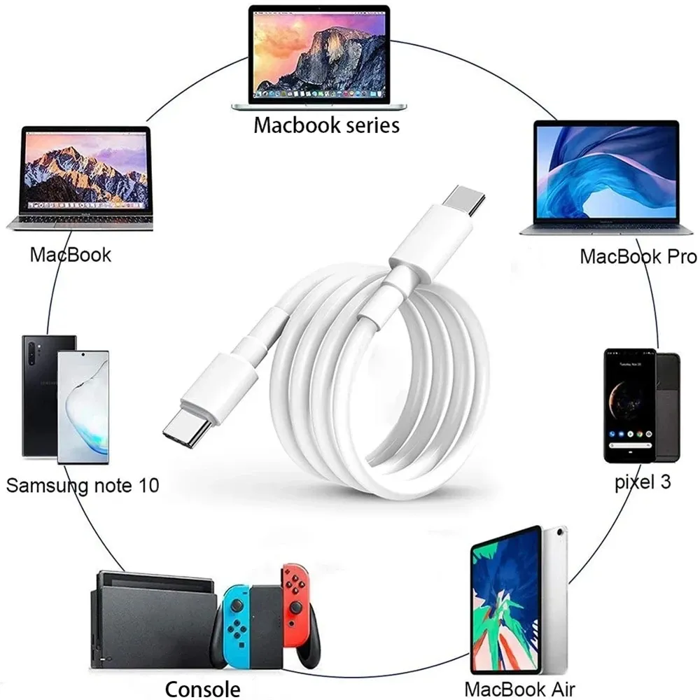 Câble USB-C vers USB-C à charge rapide Power Delivery 100 W, compatible iPhone 15 Pro Max, iPad Air 5, MacBook, Huawei Mate 60 et Samsung 4