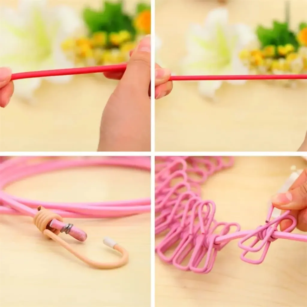 Corde à linge portable, finition soignée