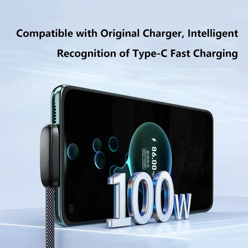 Câble de charge rapide 100 W coudé à 90 degrés USB-C, câble de données pour téléphone portable, compatible Samsung 3