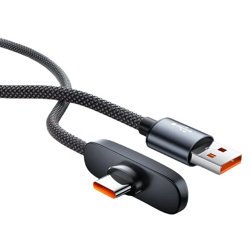 Câble de charge rapide 100 W coudé à 90 degrés USB-C, câble de données pour téléphone portable, compatible Samsung 7