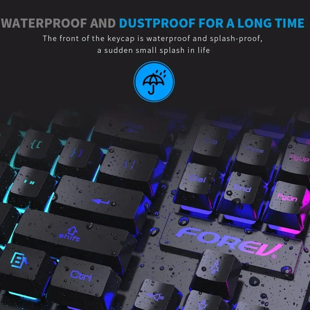 Clavier mécanique gamer filaire rétroéclairé 104 touches avec souris, compatible PC et ordinateur portable 3