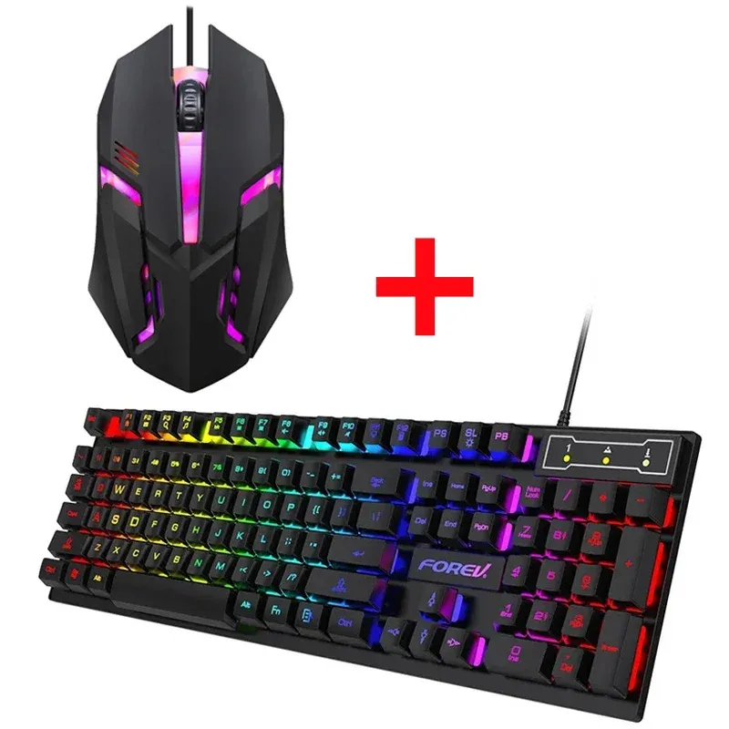 Clavier mécanique gamer filaire rétroéclairé 104 touches avec souris, compatible PC et ordinateur portable 8