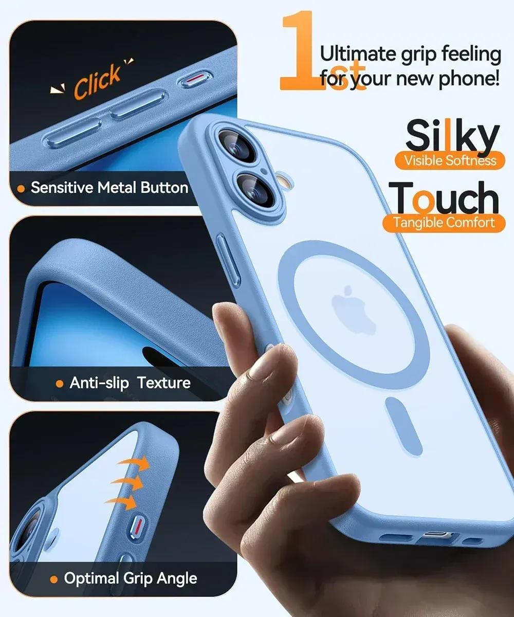 Coque antichoc magnétique translucide mate pour iPhone 11 à 18 (Pro, Pro Max et Plus), compatible charge sans fil MagSafe 5