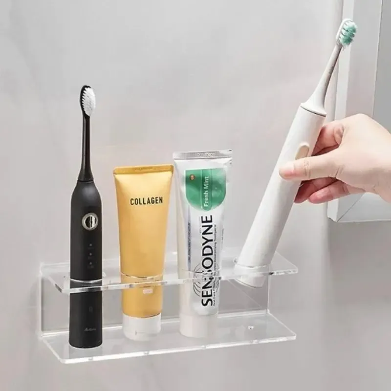 Porte-brosse à dents électrique transparent et lisse, 2/3/4 trous, mural, gain de place, design moderne, organisateur de salle de bain 2
