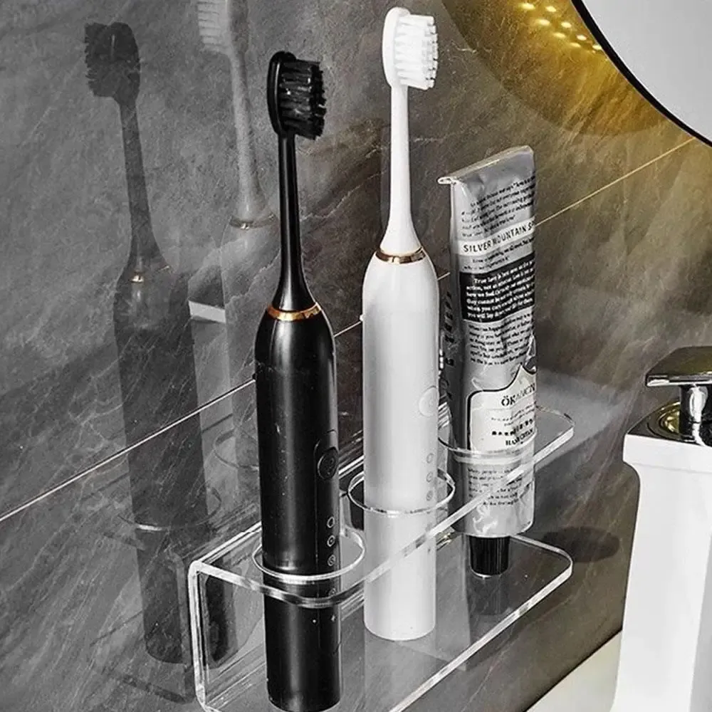 Porte-brosse à dents électrique transparent et lisse, 2/3/4 trous, mural, gain de place, design moderne, organisateur de salle de bain 5