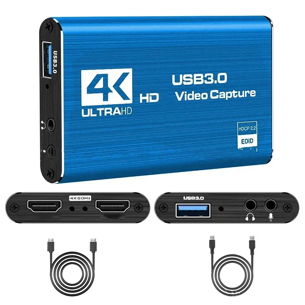 Carte d'acquisition vidéo USB 3.0 4K compatible HDMI, enregistreur pour capture de jeux et streaming en direct 8
