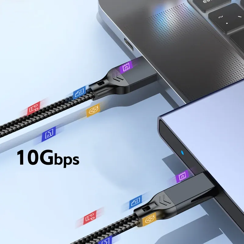 Câble USB 3.2 Gen 2 10 Gbps USB-A vers USB-C, câble de transfert de données et de charge rapide QC 3.0 60 W, compatible hub USB et boîtier SSD 3