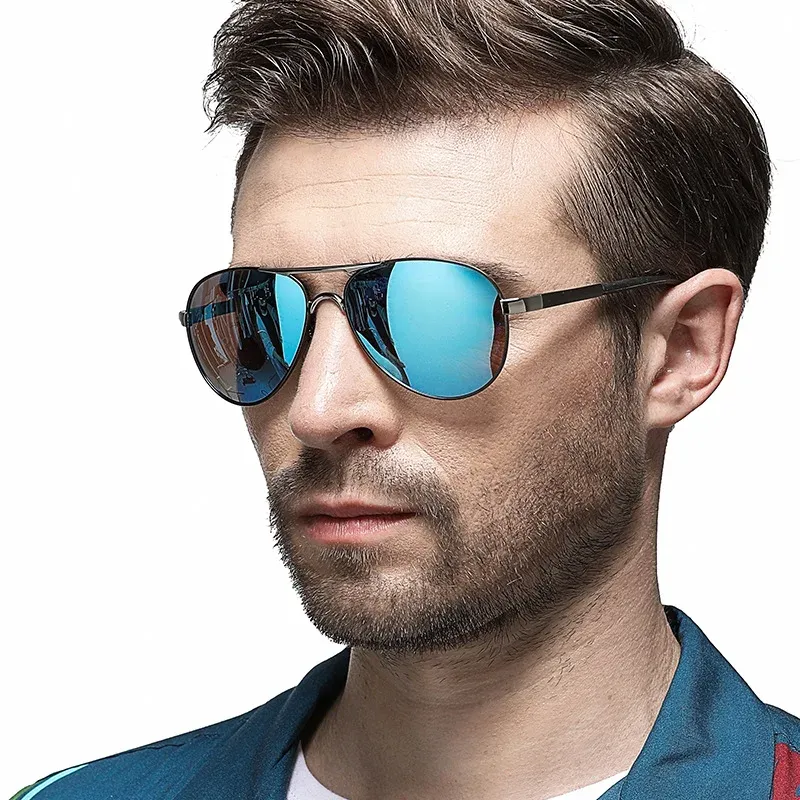 AOWEAR Lunettes de soleil d'aviateur polarisées pour homme, verres miroir HD pour la conduite 5