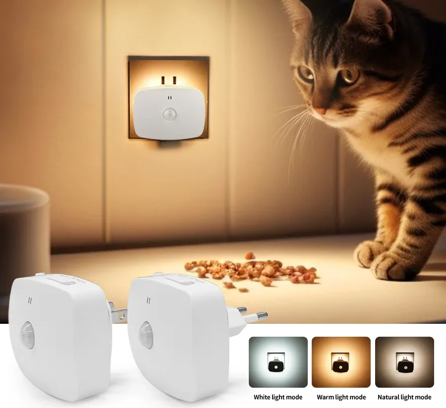 Veilleuse LED à détecteur de mouvement, prise UE/US, capteur infrarouge intelligent, applique pour chambre, toilettes, couloir, cuisine et enfant, 220V/110V 1