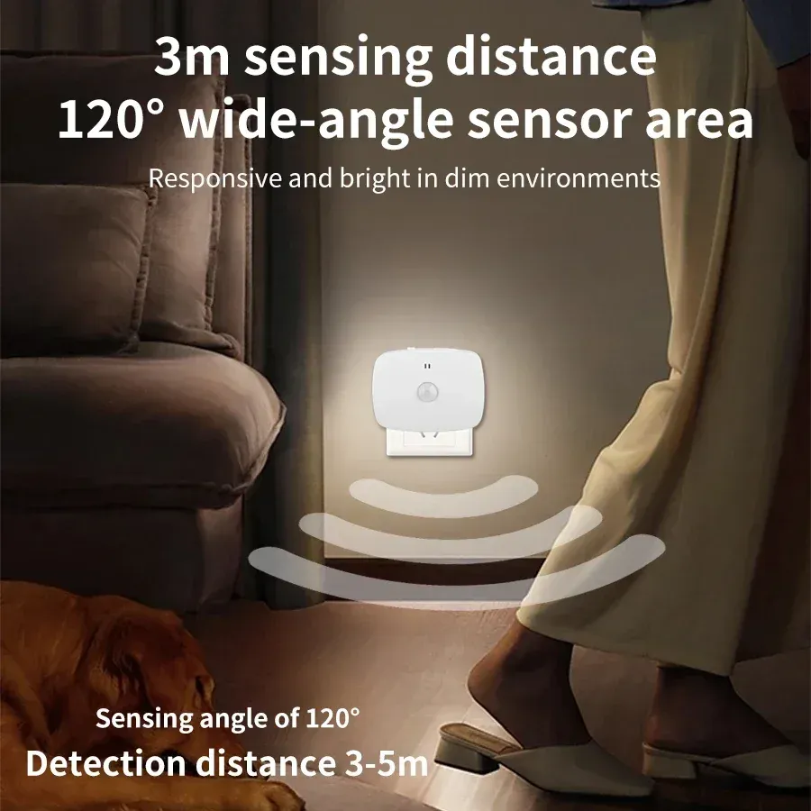 Veilleuse LED à détecteur de mouvement, prise UE/US, capteur infrarouge intelligent, applique pour chambre, toilettes, couloir, cuisine et enfant, 220V/110V 2
