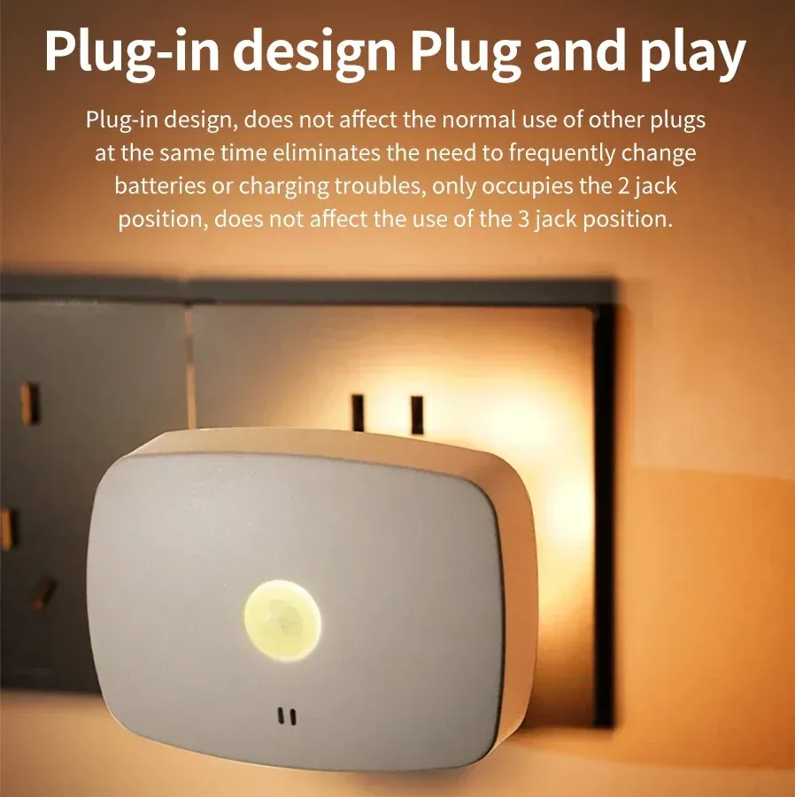 Veilleuse LED à détecteur de mouvement, prise UE/US, capteur infrarouge intelligent, applique pour chambre, toilettes, couloir, cuisine et enfant, 220V/110V 4