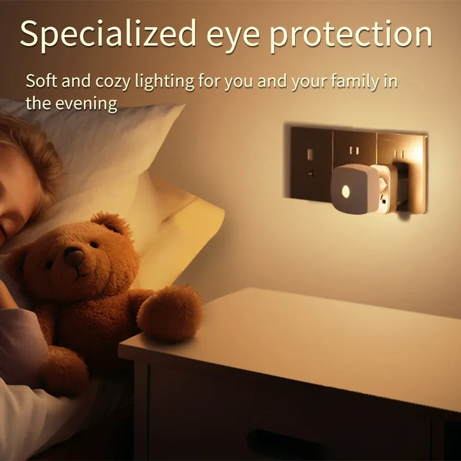 Veilleuse LED à détecteur de mouvement, prise UE/US, capteur infrarouge intelligent, applique pour chambre, toilettes, couloir, cuisine et enfant, 220V/110V 5