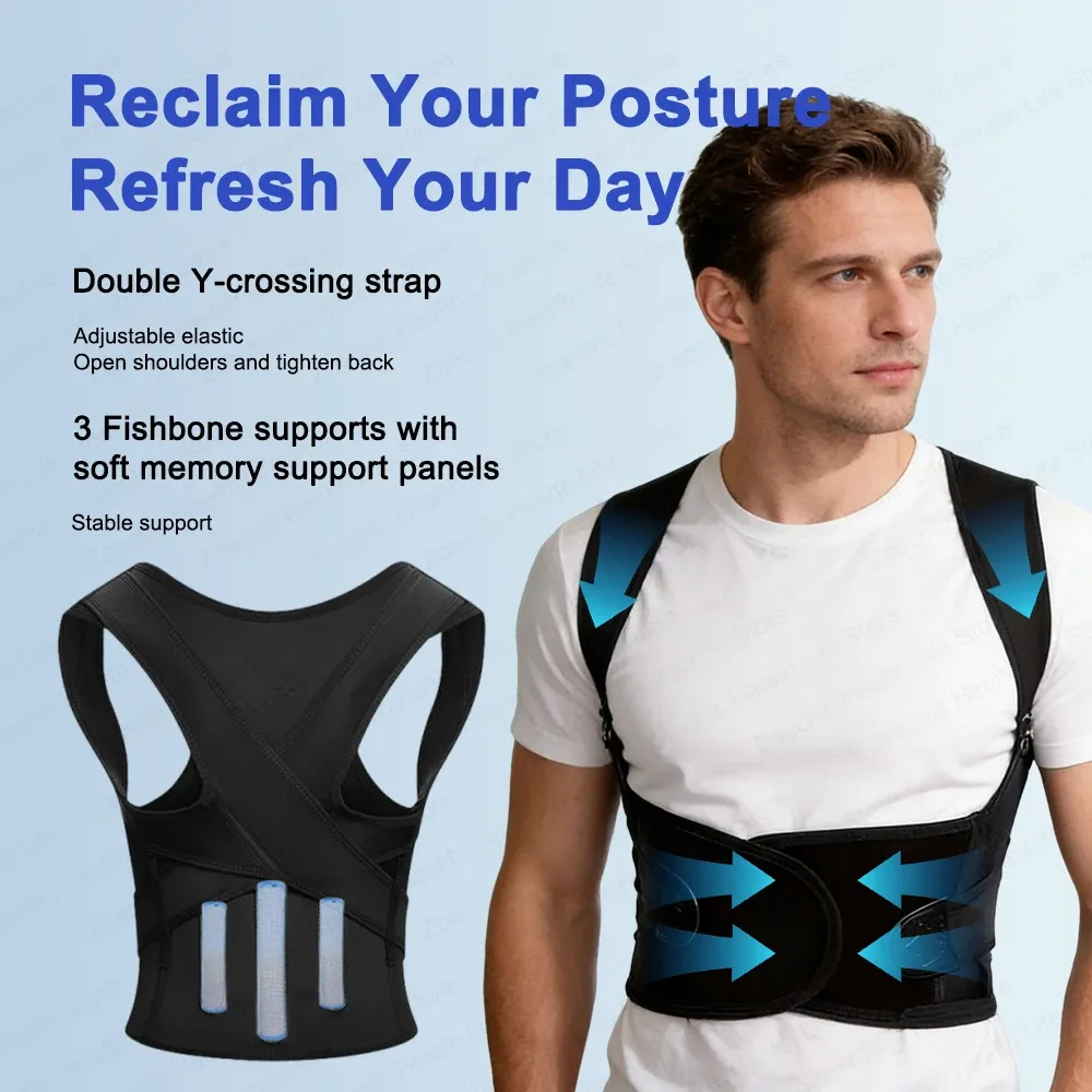 Ceinture correctrice de posture réglable pour femmes et hommes, soutien lombaire et épaules 3