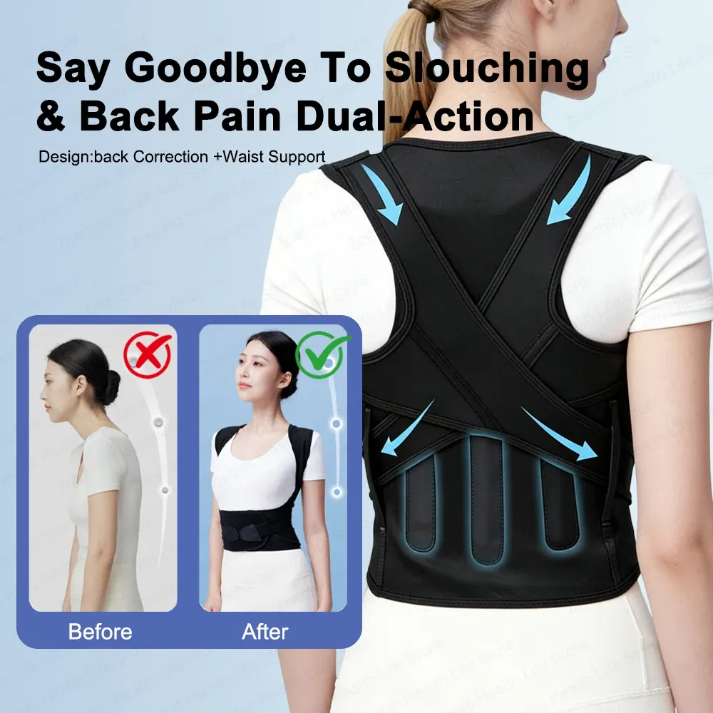 Ceinture correctrice de posture réglable pour femmes et hommes, soutien lombaire et épaules 4