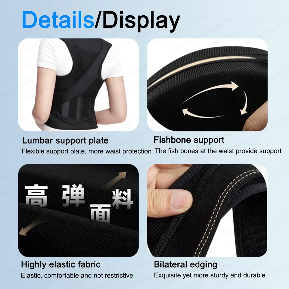 Ceinture correctrice de posture réglable pour femmes et hommes, soutien lombaire et épaules 6