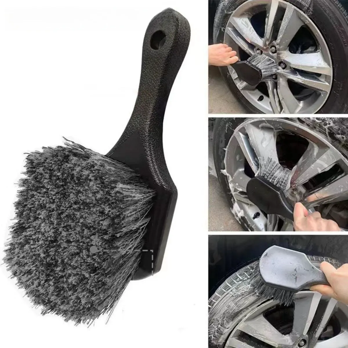 Brosse à manche court pour jantes de voiture, brosse de nettoyage de jantes, kit d'entretien pour jantes de véhicule 2