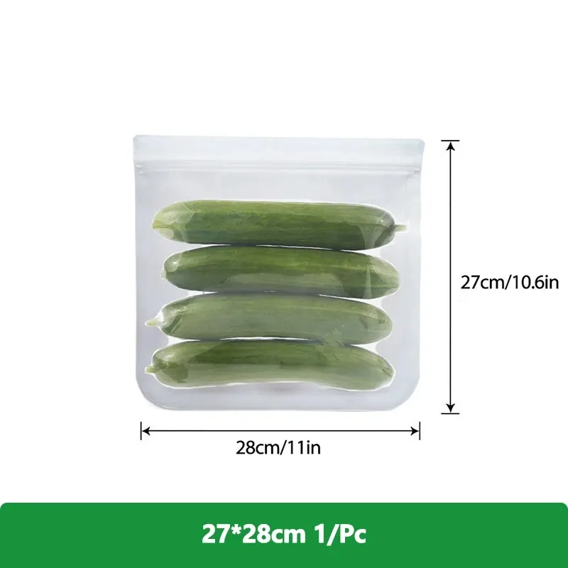 Sacs de conservation alimentaire réutilisables en silicone, sans BPA, avec fermeture zippée, pour congélation, voyages, viandes, salades, fruits et stockage des aliments, lot de 1, 5 ou 10 14
