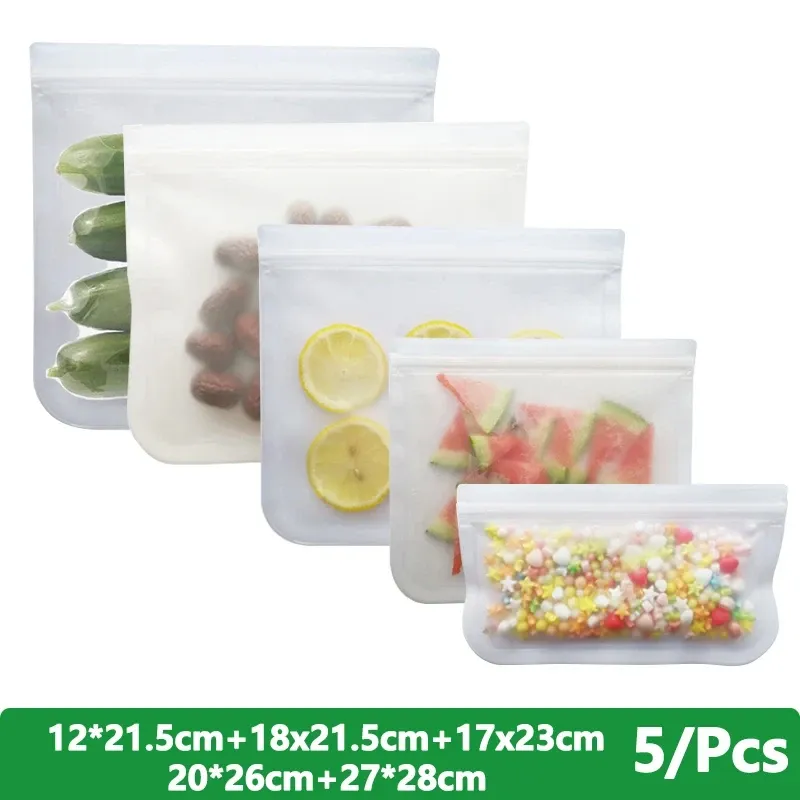 Sacs de conservation alimentaire réutilisables en silicone, sans BPA, avec fermeture zippée, pour congélation, voyages, viandes, salades, fruits et stockage des aliments, lot de 1, 5 ou 10 7