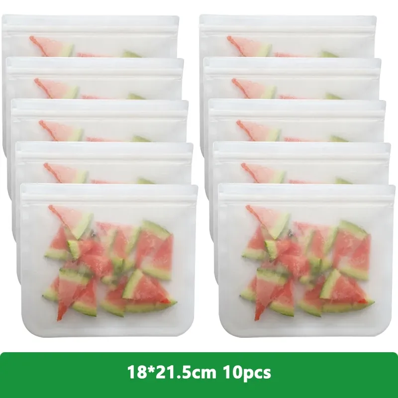 Sacs de conservation alimentaire réutilisables en silicone, sans BPA, avec fermeture zippée, pour congélation, voyages, viandes, salades, fruits et stockage des aliments, lot de 1, 5 ou 10 18