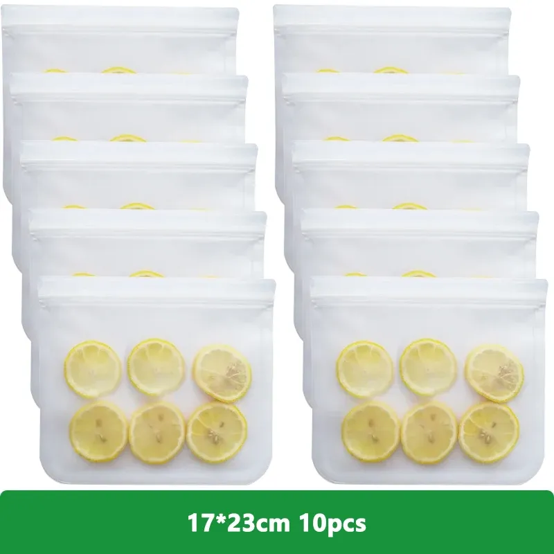 Sacs de conservation alimentaire réutilisables en silicone, sans BPA, avec fermeture zippée, pour congélation, voyages, viandes, salades, fruits et stockage des aliments, lot de 1, 5 ou 10 17