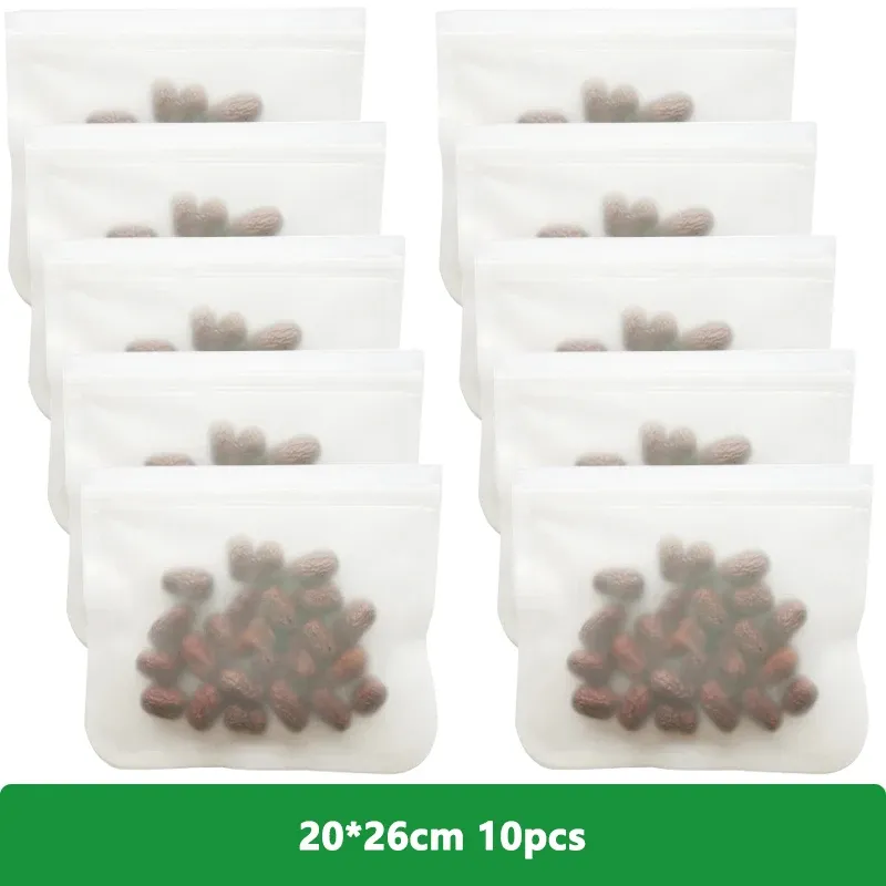 Sacs de conservation alimentaire réutilisables en silicone, sans BPA, avec fermeture zippée, pour congélation, voyages, viandes, salades, fruits et stockage des aliments, lot de 1, 5 ou 10 16