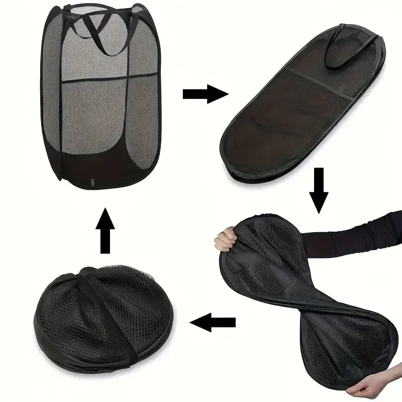 Panier à linge pliable utilisé dans un espace de rangement