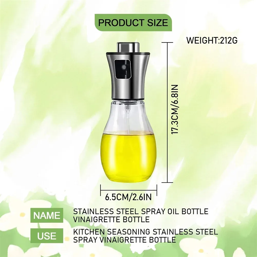 Pulvérisateur d'huile en verre et acier inoxydable avec entonnoir, 200 ml, pour la cuisson 2