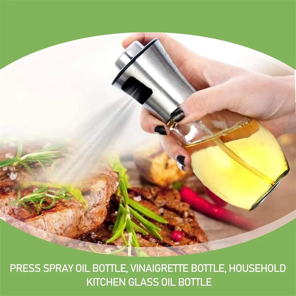 Pulvérisateur d'huile en verre et acier inoxydable avec entonnoir, 200 ml, pour la cuisson 5