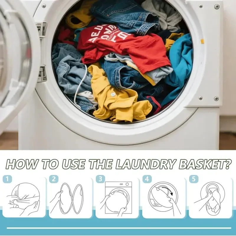 Panier à linge pliable et portable pour vêtements sales 5