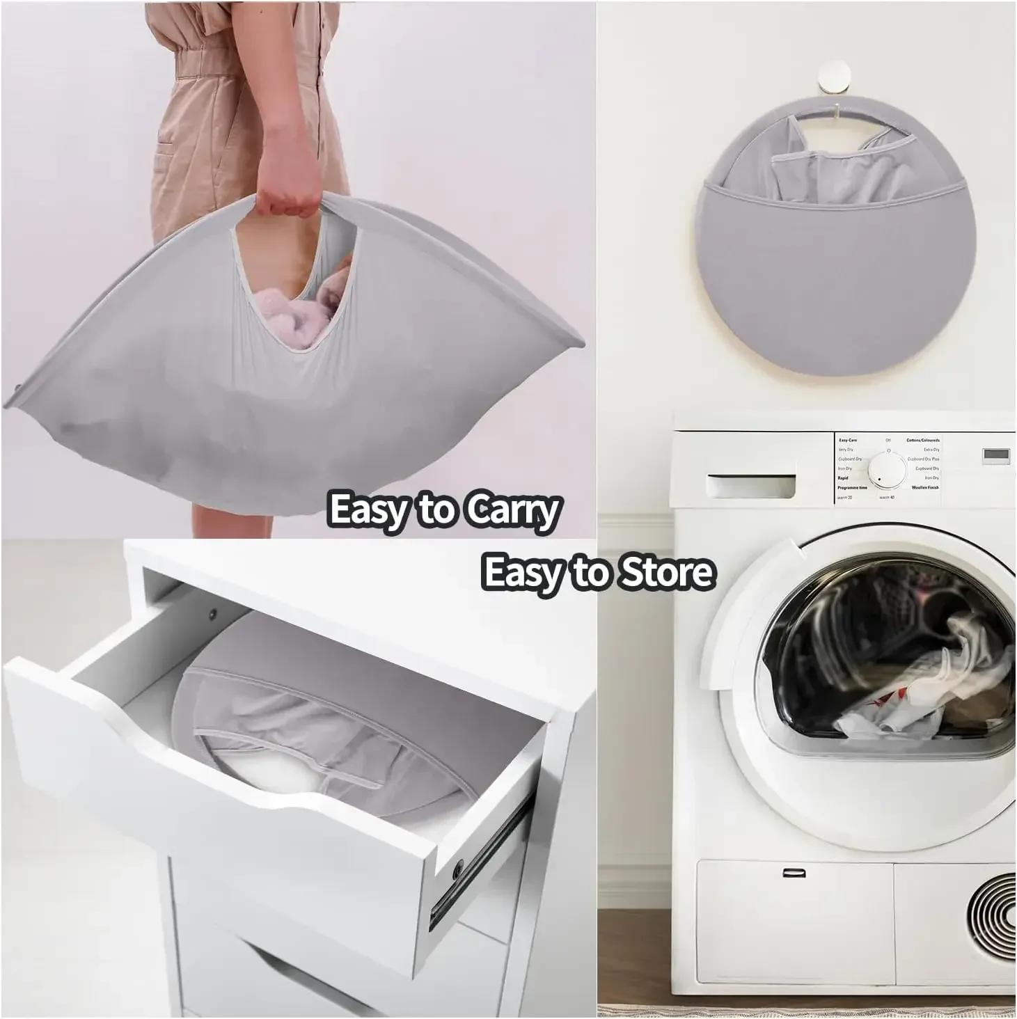 Panier à linge pop-up ouvert près d'un lit
