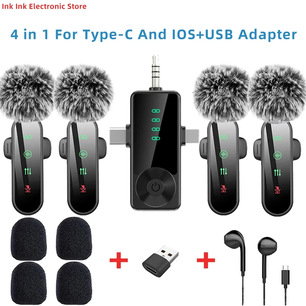 Microphone cravate sans fil rose avec réduction de bruit, bonnette anti-vent et écran LED, compatible iPhone, Android et appareils photo - Image 1