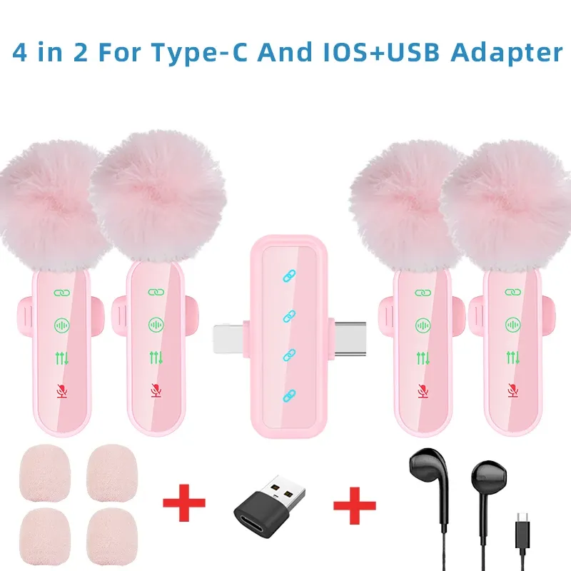Microphone cravate sans fil rose avec réduction de bruit, bonnette anti-vent et écran LED, compatible iPhone, Android et appareils photo 11