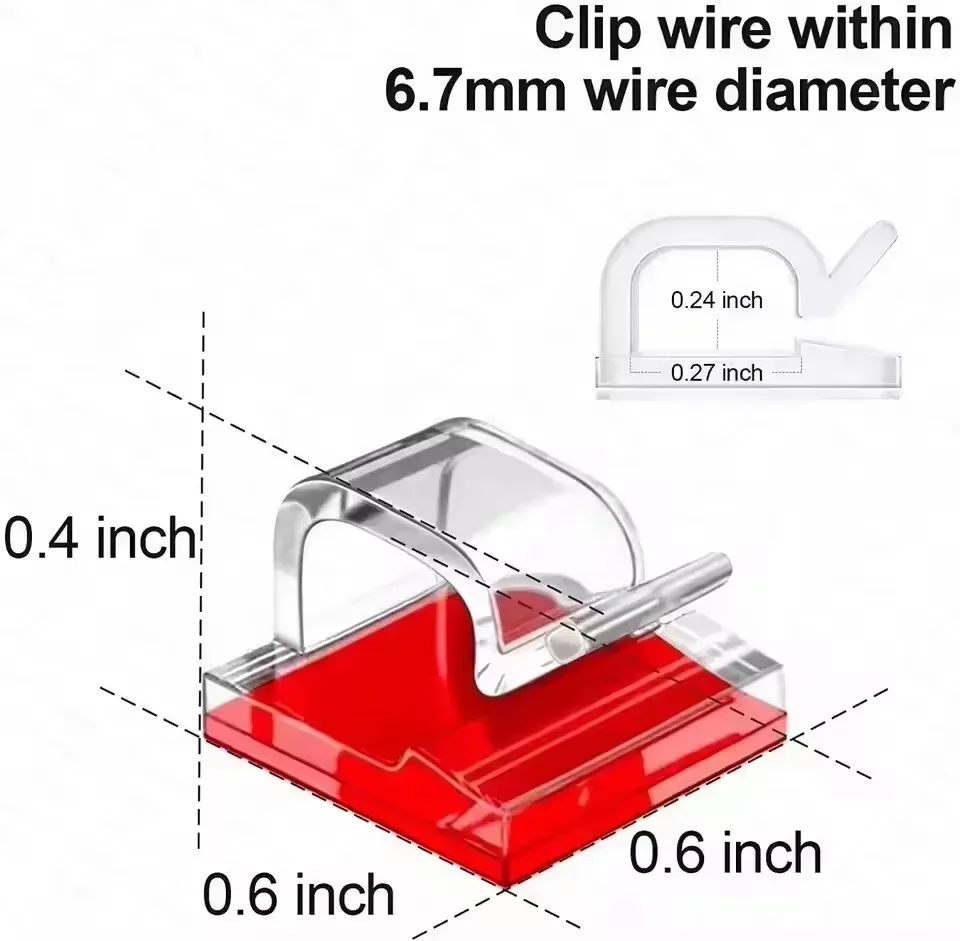 Organisateur de câbles, clips de fixation, enrouleur de fils, support de protection, gestion des câbles USB, crochets adhésifs, pince de bureau pour la maison et le bureau, 10/20/50 pièces 4