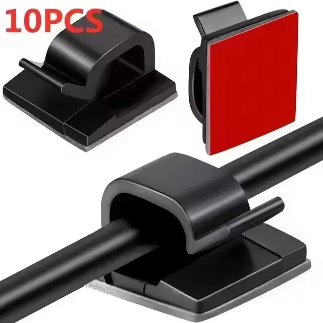 Organisateur de câbles, clips de fixation, enrouleur de fils, support de protection, gestion des câbles USB, crochets adhésifs, pince de bureau pour la maison et le bureau, 10/20/50 pièces 12