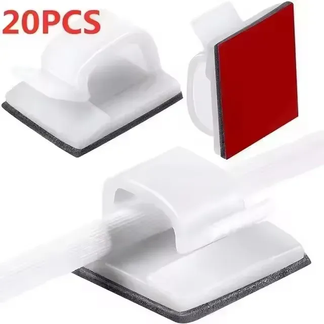 Organisateur de câbles, clips de fixation, enrouleur de fils, support de protection, gestion des câbles USB, crochets adhésifs, pince de bureau pour la maison et le bureau, 10/20/50 pièces 15