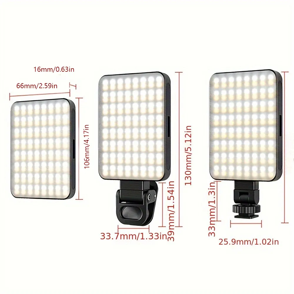 Lumière LED magnétique rechargeable pour selfie, 3 modes d'éclairage variable, 3000 mAh, 120 LED, à clip pour téléphone, ordinateur portable et PC, maquillage, vidéo, 1 pièce 6