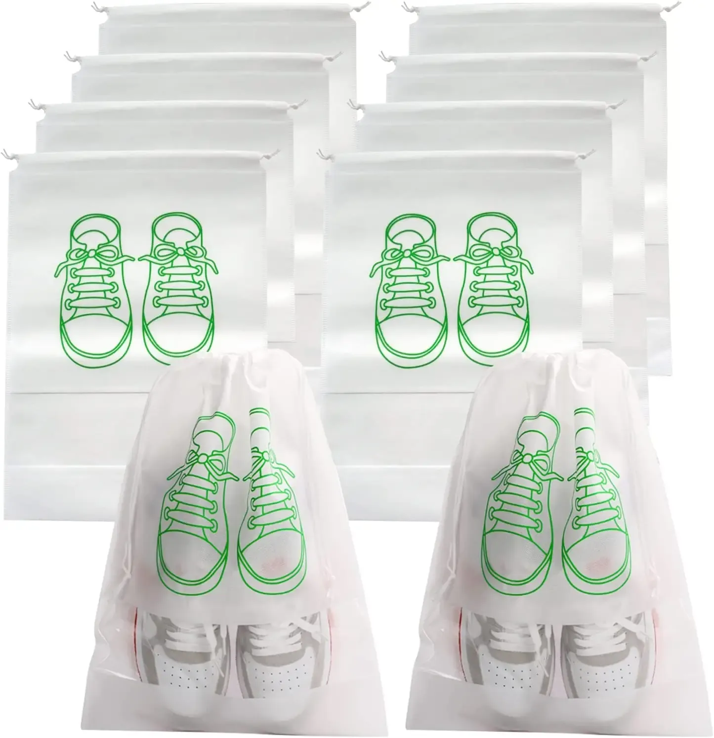 Sacs à chaussures de voyage avec cordon, lot de 5 ou 10, grands organisateurs portables et transparents 7