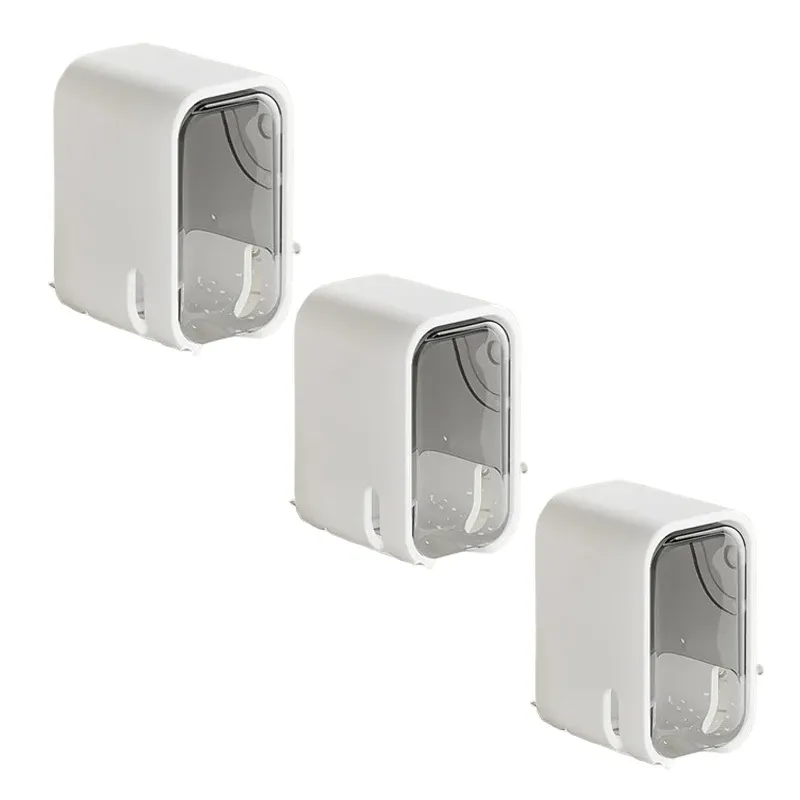 Porte-brosse à dents mural rabattable, lot de 2, avec boîte anti-poussière pour brosse électrique 13