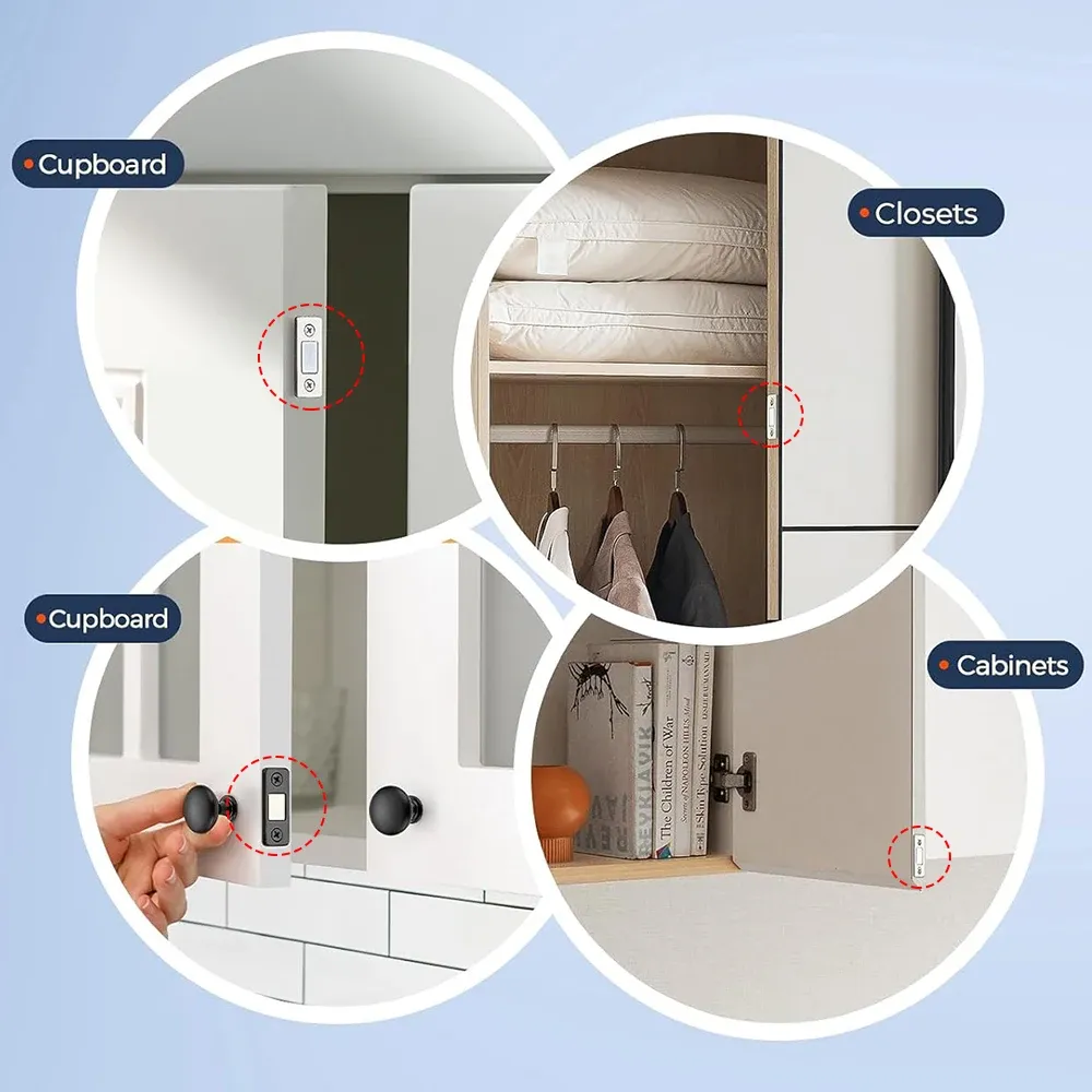 Loquet magnétique invisible pour armoire et tiroir, fermeture ultra-fine à aimants puissants, idéal pour placard de cuisine 4