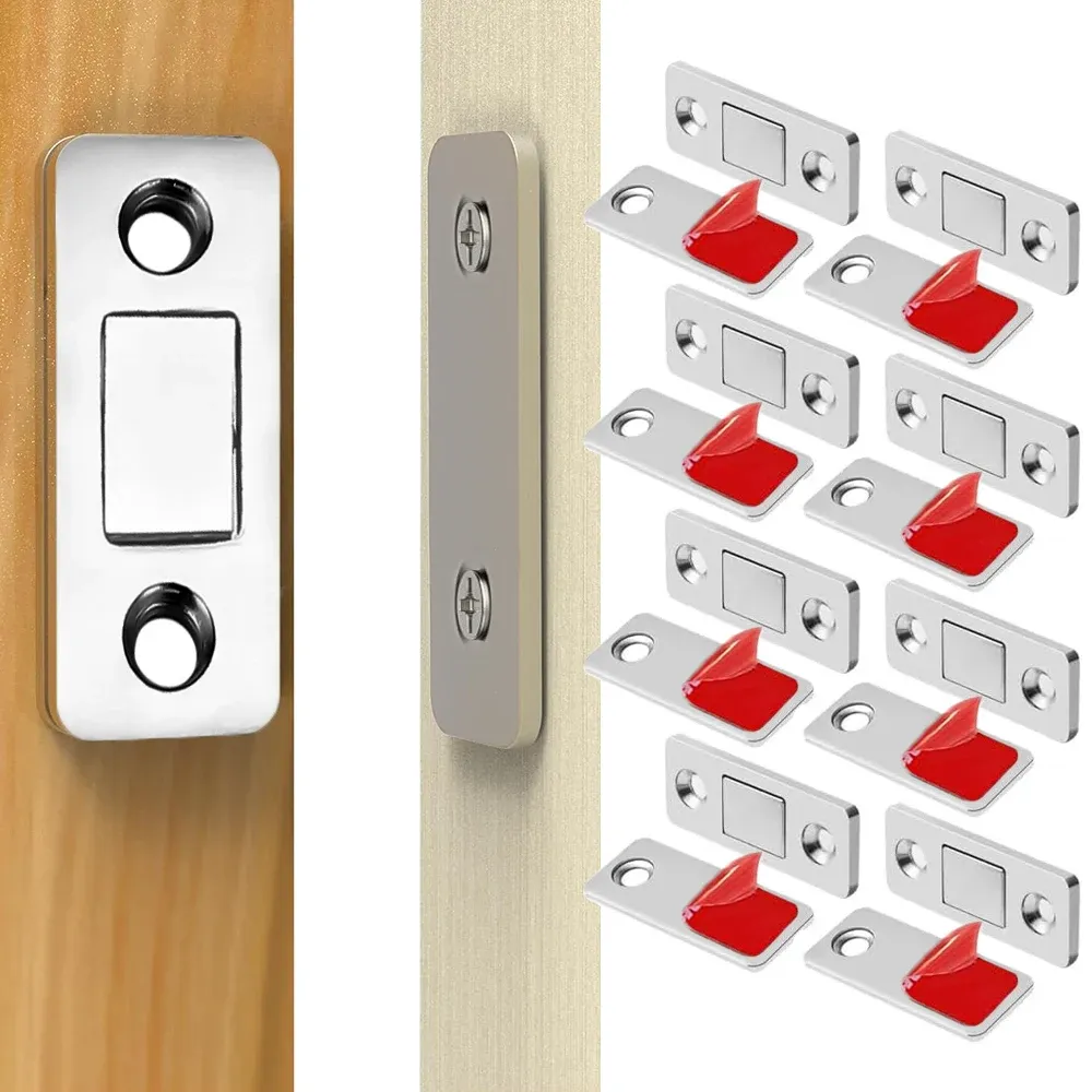 Loquet magnétique ultra fin pour armoire en finition argentée